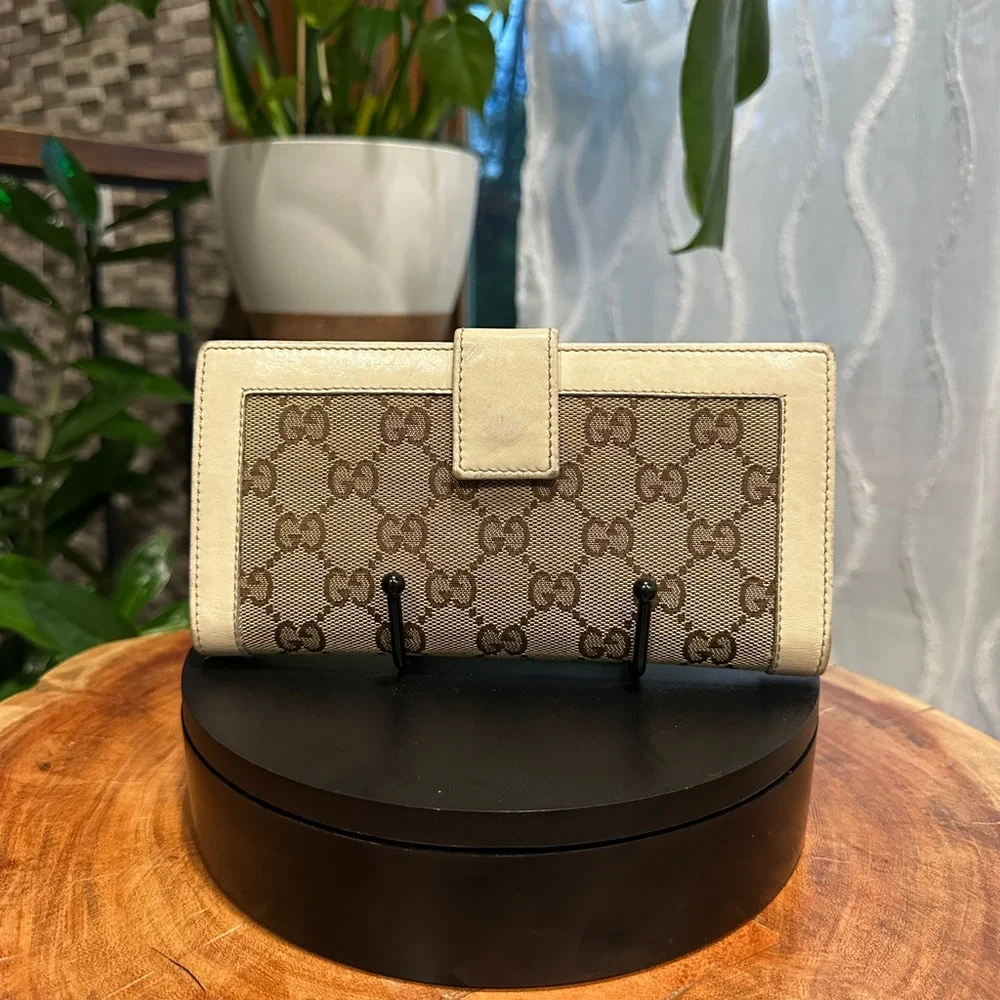 Gucci Beige Monogram Canvas Continental Wallet with Cream Trim with Box - Picture 5 of 10